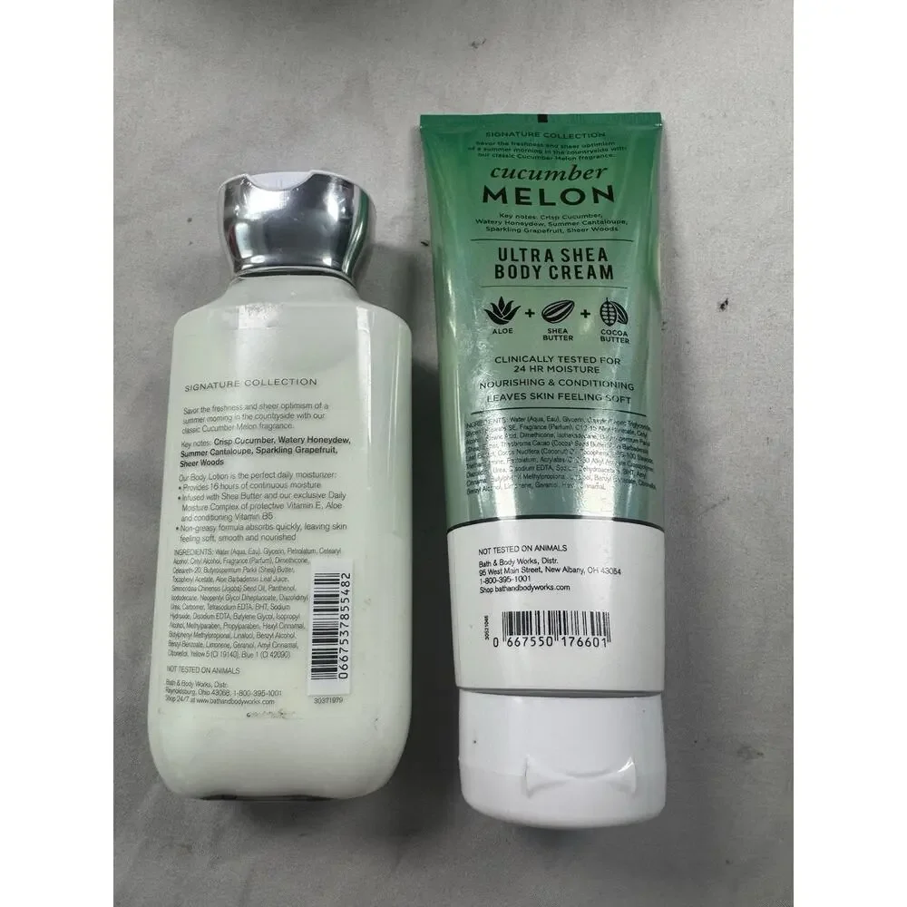 Bath & Body Works Cucumber Melon Lotion & Body Cream Set New 8 Oz Lot of 2